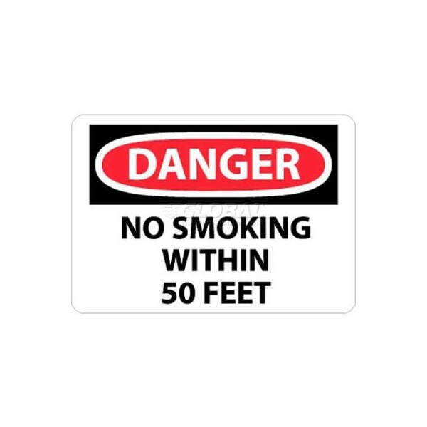 National Marker Co NMC OSHA Sign, Danger No Smoking Within 50 Feet, 10in X 14in, White/Red/Black D124RB - main